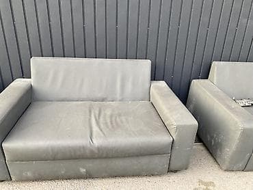 Офисный диван, цвет - Серый, Экокожа — 1