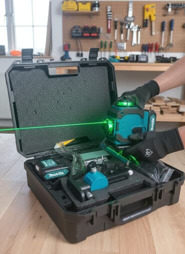 оптический нивелир: Лазерный нивелир Makita, комплект в кейсе - Зеленый лазер 360° — 1