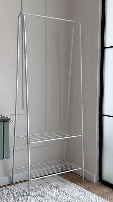 Напольная вешалка-стойка для одежды с полками - Материал: металл с