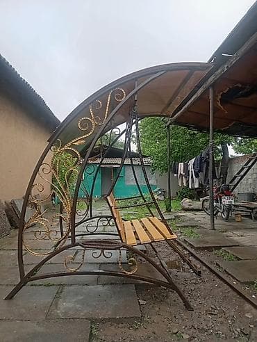 Садовые качели Металл, Со спинкой, С крышей