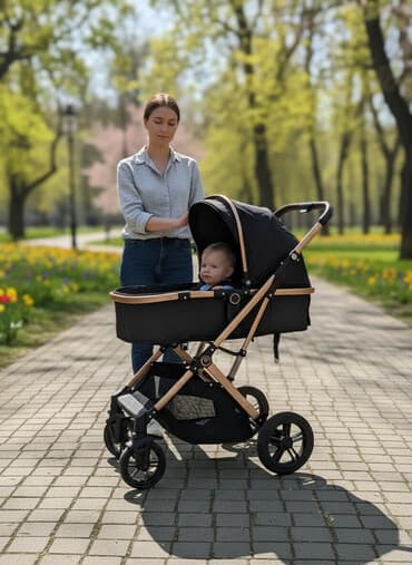 турист велосипед: Коляска, цвет - Черный, Б/у — 1