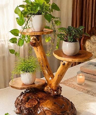 стеллаж для цветов: Подставки для цветов из металла с деревянными полками - Назначение — 5