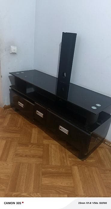 Тумба и подставка для телевизора, Б/у, Напольная, МДФ, Самовывоз, цвет - Черный
