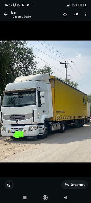 фура рено: Тягач, Renault, 2012 г., Тентованный — 2