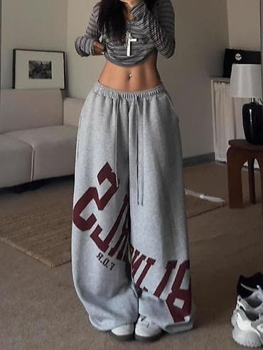 Жеке буюмдар: Супер‑оверсайз спортивные штаны унисекс - Цвет: меланжевый серый - — 2