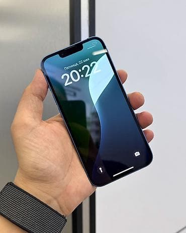 Уюлдук телефондор жана аксессуарлар: IPhone 13, Колдонулган, 128 ГБ, Көк, Коргоочу айнек, Каптама, Куту, Бөлүп төлөө менен, 74 % — 2