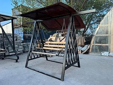 кресло стол: Садовые качели Металл, Со спинкой, С крышей — 2