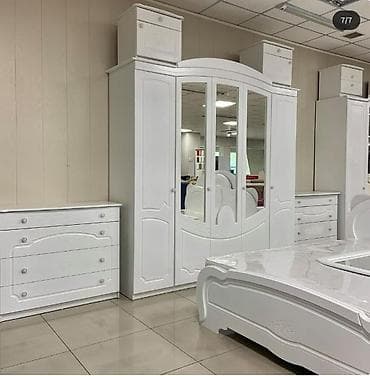 Эмерек гарнитурлары: Уктоочу бөлмө гарнитуру, Колдонулган, Эки кишилик керебет, Турция, Жыгач, Акылуу жеткирүү, түсү - Ак — 4