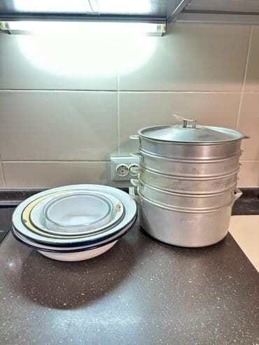 купить набор кухонных ножей: Набор посуды для кухни. Состав: - Алюминиевая пароварка/мантышница из — 1