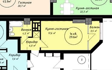 Продажа квартир: 1 комната, 30 м², Элитка, 8 этаж, Готовая ПСО (под самоотделку) — 4