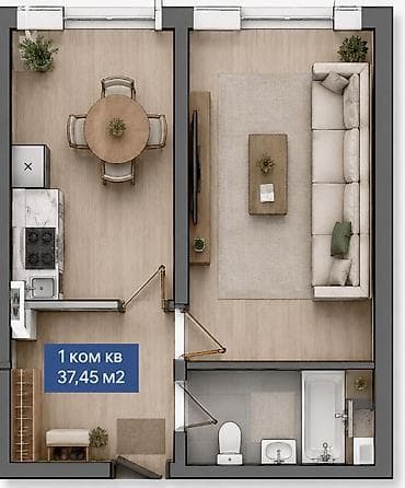 room: 1 комната, 39 м² — 1
