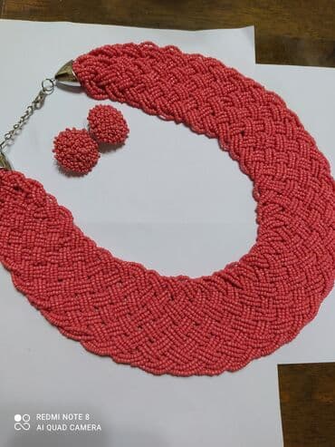 Киреге берилүүчү кийимдер: Ожерелье из бисера и серьги гвоздики,ручная работа,шикарно смотрится и — 7