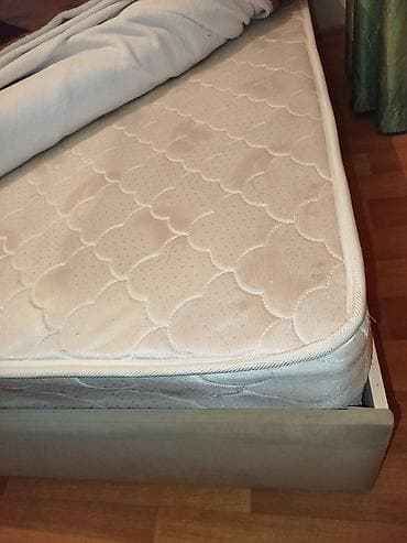 foldable table: Двуспальная кровать с мягким изголовьем + матрас - Размер: 210см — 5