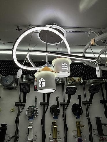 Лампочки: Потолочная LED-люстра с декоративными плафонами «домики» - — 1
