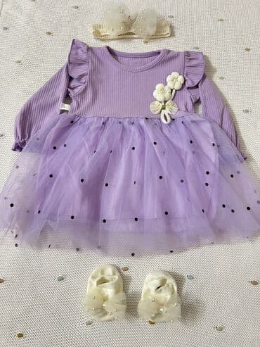 детский зимний комплект для девочки: Комплект, цвет - Фиолетовый, Новый — 2