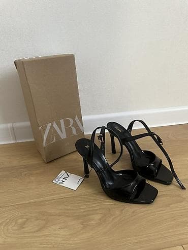 zar: Босоножки ZARA на высоком каблуке Высота 9,5см - Цвет: черный — 5