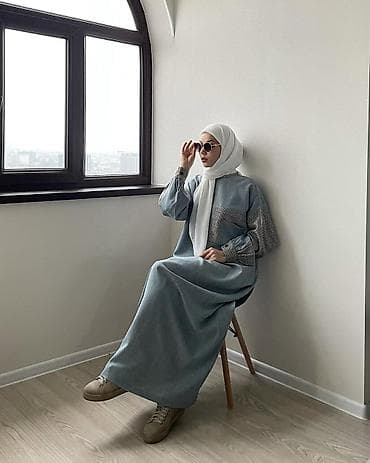 luis vitton: Повседневное платье, Made in KG, Осень-весна, Длинная модель, Лен, Оверсайз, Стандарт — 3