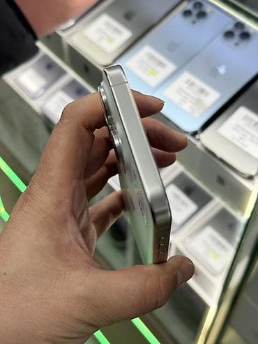 touch id: IPhone 15 Pro Max, Б/у, 1 ТБ, White Titanium, Защитное стекло, Чехол, 87 % — 6