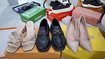 Женская обувь — набор из 3 пар 1) Лаконичные бежевые мюли на каблуке