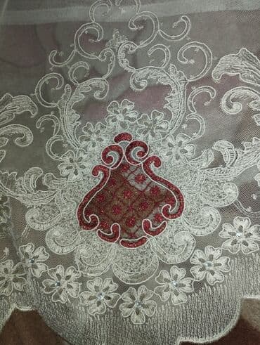 Продаю новую тюль,две штуки.Цвет эйвори,с камушками.Высота 2.80.ширина at lalafo.kg Продаю новую тюль,две штуки.Цвет эйвори,с камушками.Высота 2.80.ширина