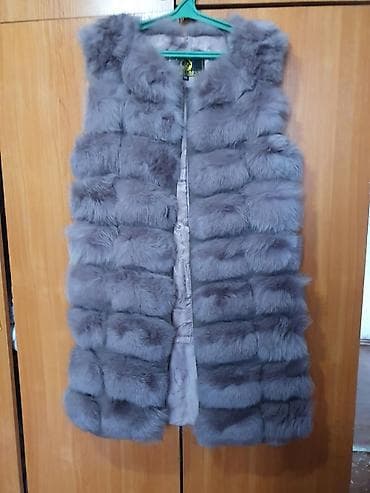 шуба желет: Утепленный, Меховой, Зима, Песец, По колено, С карманами — 2