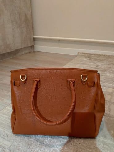 Бижутерия: Женская сумка-шопер, цвет карамельно‑коричневый. - Материал — 3