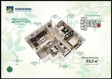 авангард сити квартиры: 2 комнаты, 53 м² — 2