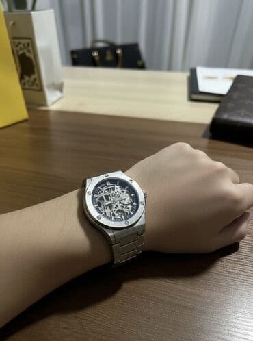 фирменные наручные часы: Скелетон-часы в подарочном наборе - Механика с прозрачным (skeleton) — 3