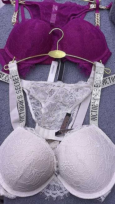 victoria secret: Комплект, Бюстгальтер, Стринги, С кружевом — 1