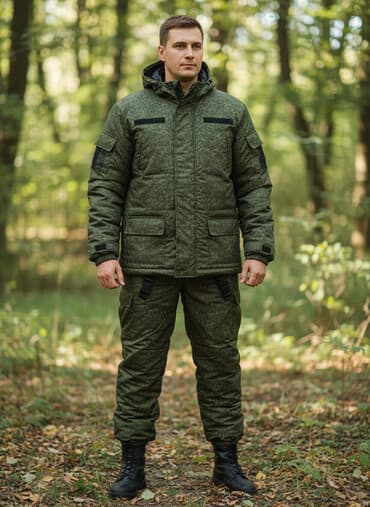 срочно продаю в связи с переездом: Зимний камуфляжный костюм (куртка + брюки) в расцветке пиксель. 52-54 — 1