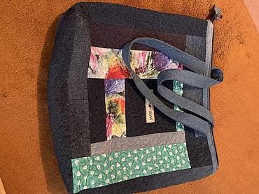 Аксессуарлар: Текстильная сумка-тоут ручной работы из денима (пэчворк) - Материал — 2