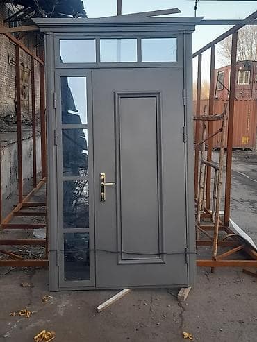 Ички жасалга: Үйлөр жана батирлер үчүн эшик, Металлдан, Эки эшиктуу, Айнек менен, түсү - Боз — 10