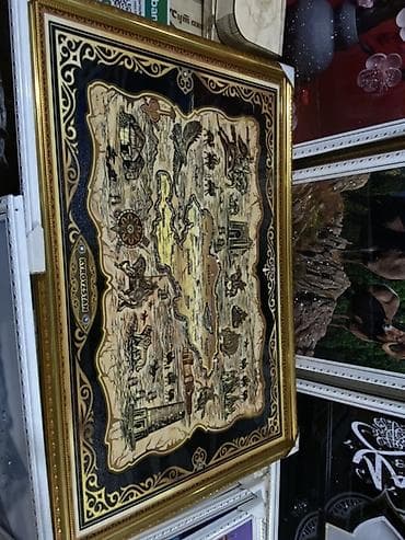 кыргызстан рисунки: Панно «Kyrgyzstan» с картой и этническими мотивами - Настенное панно — 1