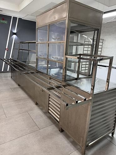 бутка мороженое: Линия раздачи для столовой/кафе из нержавеющей стали. Длина 4,10 м — 2