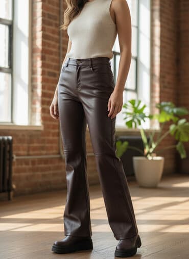 Брюки Клеш, Экокожа, Новый, XL
