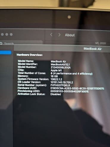 макбук эир: Ноутбук, Apple, 16 ГБ ОЭТ, Apple M1, 13.3 ", Колдонулган, Жумуш, окуу үчүн, эс тутум SSD — 3
