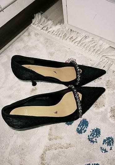 Туфли: Женские туфли-лодочки - Цвет: черный - Материал верха: текстиль с — 2