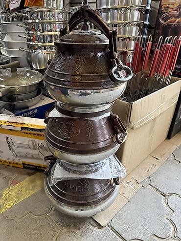 Кухонные принадлежности: Чугунные восточные казаны-тандыры с крышкой-замком и подвесными — 1