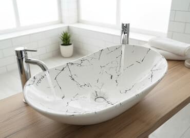Раковина для ванной, Двойная форма, Материал: Керамика