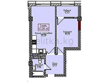 дом в канте: 1 комната, 48 м², Элитка, 12 этаж, Готовая ПСО (под самоотделку) — 5