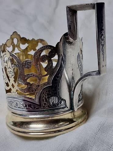 антикварят: СССР СЕРЕБРЯНЫЙ Подстаканник резной, с богатым растительным — 2