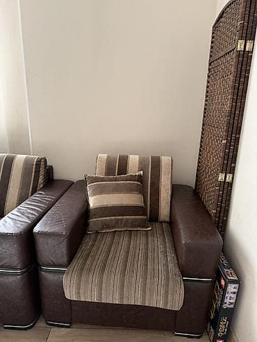 обивка: Комплект мягкой мебели, Б/у, Самовывоз, цвет - Коричневый — 4