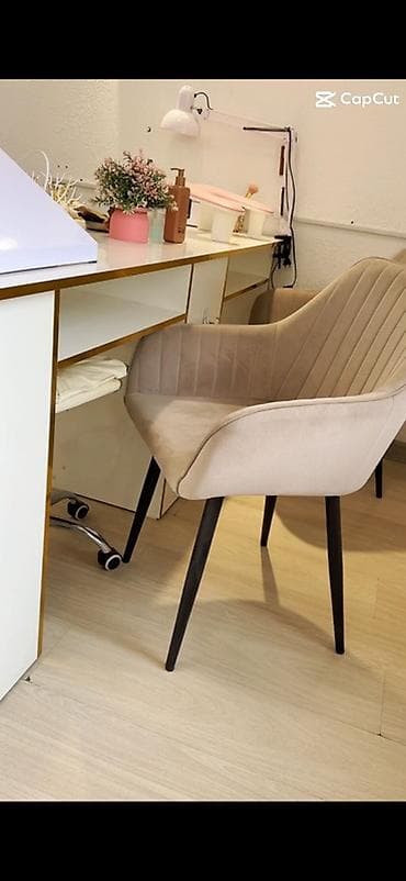 открыто: Стол для маникюра с декоративными золотыми кантами - Длинная рабочая — 2