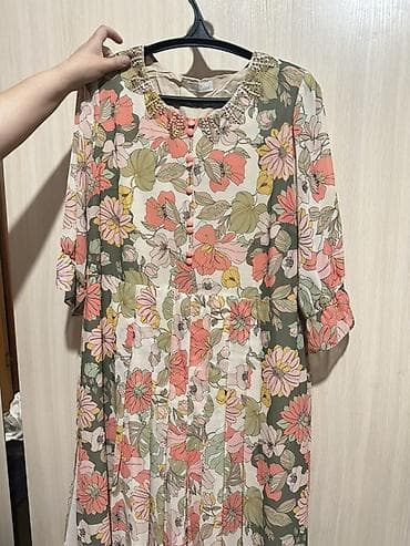 узбекская платье: Повседневное платье, Длинная модель, 2XL — 1