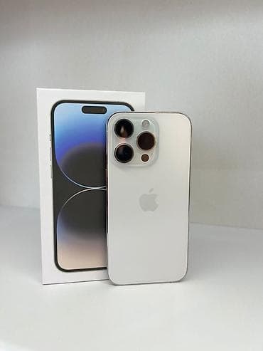 Уюлдук телефондор жана аксессуарлар: IPhone 14 Pro, Колдонулган, 128 ГБ, Ак, Заряддоочу түзүлүш, Коргоочу айнек, Каптама, 77 % — 1