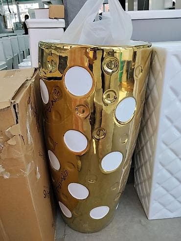 Раковина для ванной, Особенности: Золотое напыление, Круглая форма, Материал: Керамика — 1