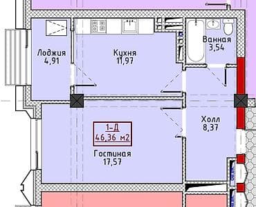 обмен с моей доплатой: Построен, Элитка, 1 комната, 46 м² — 4