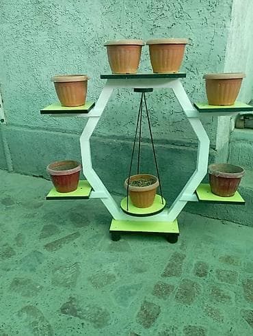 стеллаж для выращивания зелени: Полка, этажерка для цветов, Дерево — 1