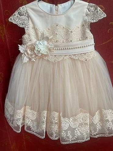 Детское платье, цвет - Молочный, Б/у