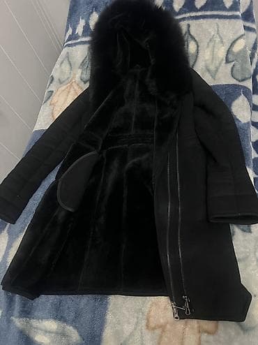 Женская одежда: Дубленка, Классическая модель, По колено, С капюшоном, S — 3